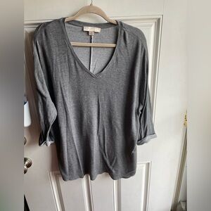 Misia Charcoal Long Sleeve V-Neck Top